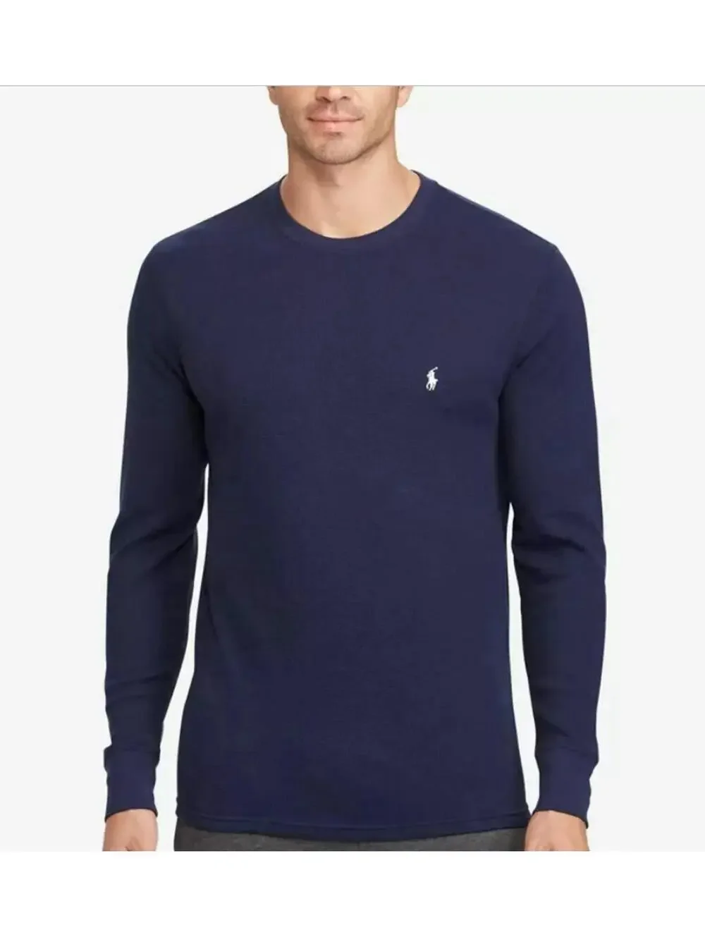 Polo Ralph Lauren Sleepwear Waffle Knit Thermal Shirt Navy Long Sleeve M